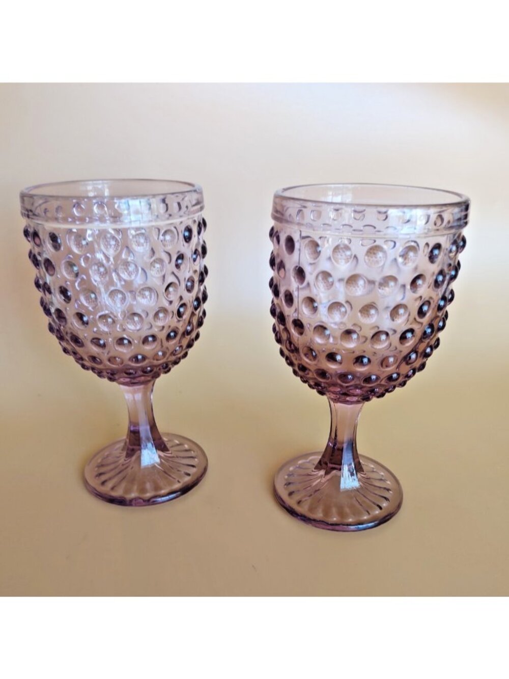 Martha Stewart Hobnail Goblet Drinkware in Pink 14 oz (set 0f 2) 6.5" 14 oz